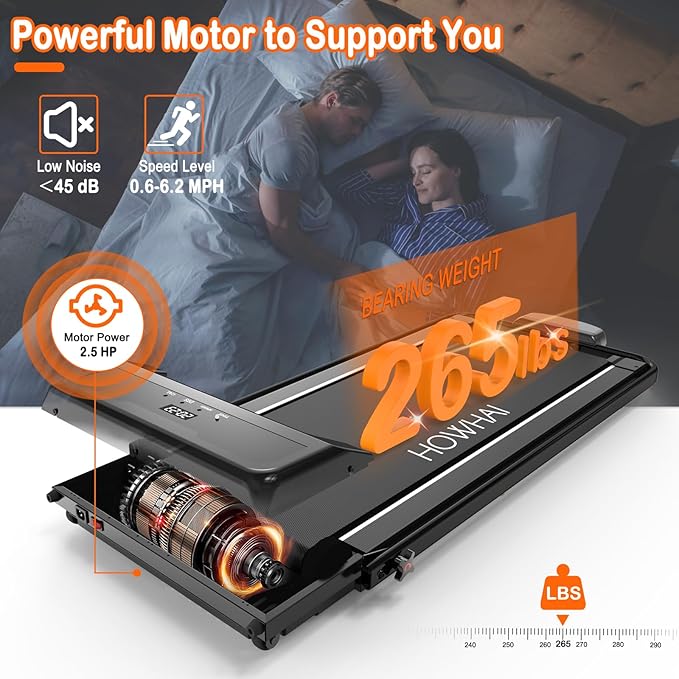 Treadmill with Incline, Walking Pad Foldable Treadmills for Home with 2.5HP, Speed 6.2-7.6MPH Walking Pad with Handle Bar, Remote Control and LED Display