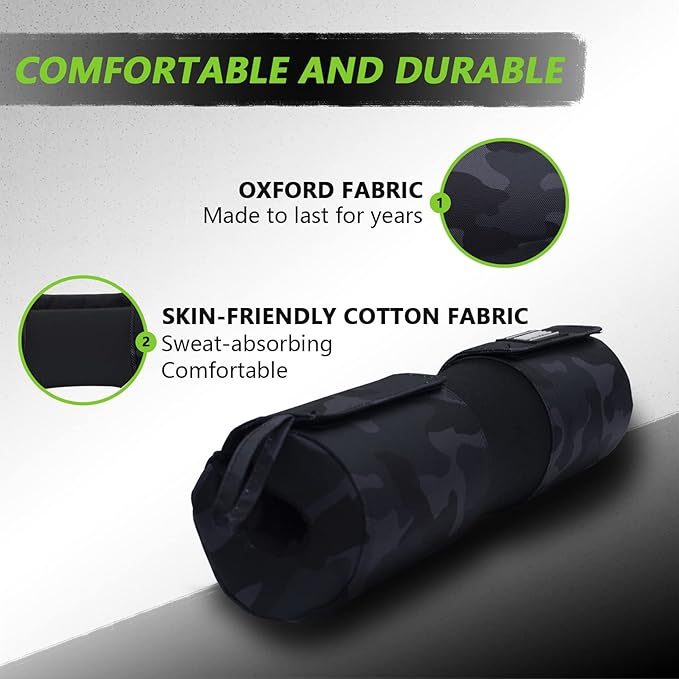 Barbell Pad Built-in Velcro Straps and Anti-Slide Design