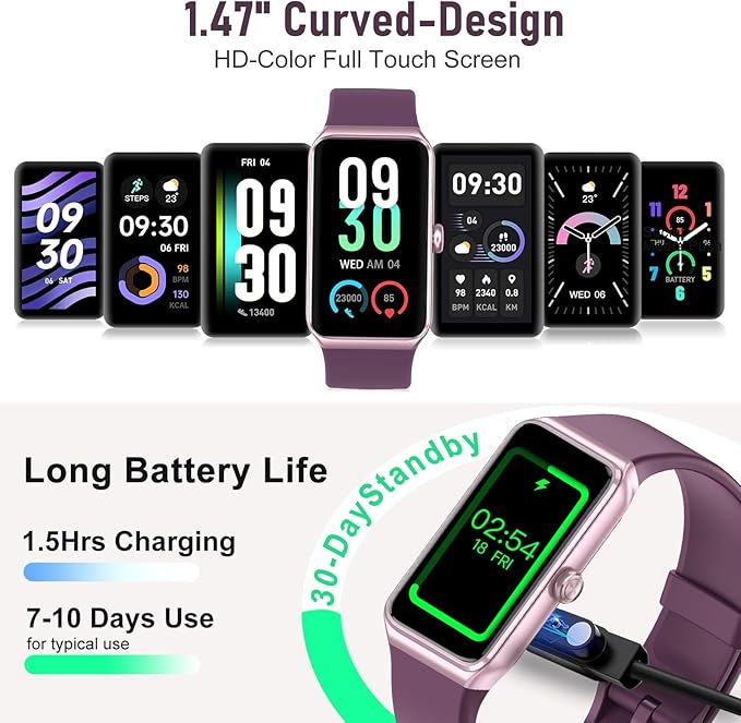 Fitness Tracker with 24/7 Heart Rate,Blood Pressure Sleep Tracking,104 Sports Modes Calories Smart Watch,IP68 Waterproof Step Counter Activity Trackers Pedometer for Android&iPhone Women Men