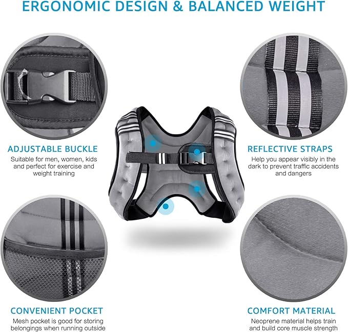 Weighted Vest Weight Vest for Men Women Kids Weights Included, Body Weight Vests Adjustable for Running, Training Workout, Jogging, Walking