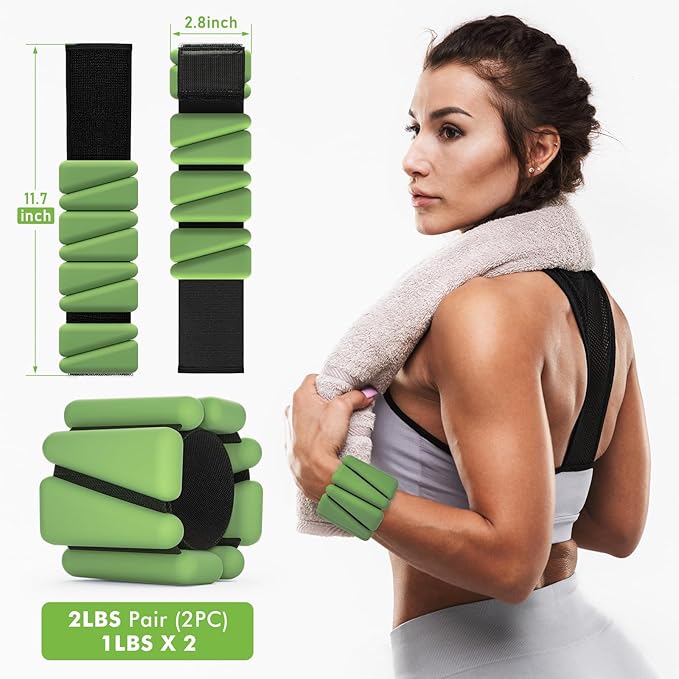 Wrist Weights, Ankle Weights for Women Men, Adjustable 2 (1LB (1LB Each)