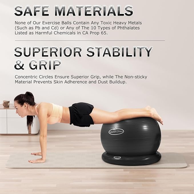 Anti-Burst and Slip Resistant Exercise Ball Yoga Ball 2,000-Pound Capacity,