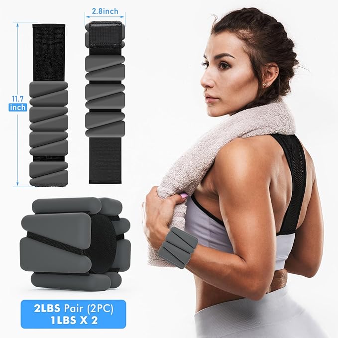 Wrist Weights, Ankle Weights for Women Men, Adjustable 2 (1LB (1LB Each)