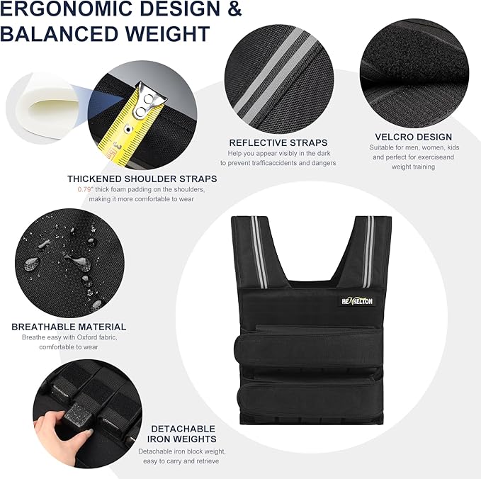 Adjustable Weighted Vest for Men Women with Removable Iron Weights, 24lbs/40lbs Body Weight Vests Adjustable for Running, Training Workout, Jogging, Walking