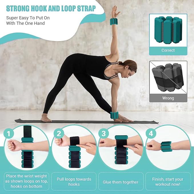 Pilates Wrist & Ankle Weights for Women 2(1Lbs Each),