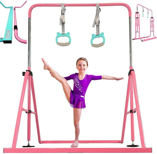 PreGymnastic Updated Folding Gymnastics Bar with Rings 3-10, Gymnastic