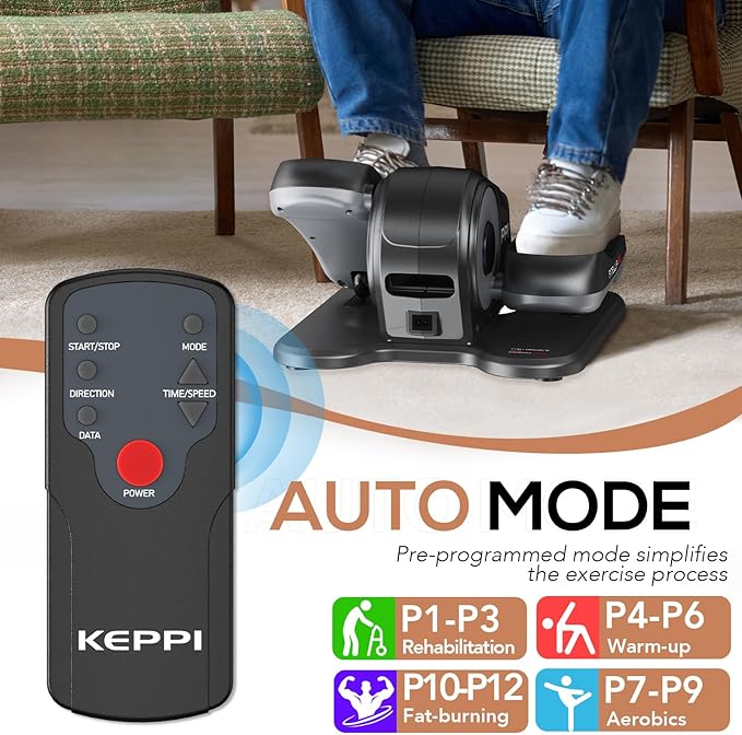 KeppiFitness Under Desk Elliptical Machine, Ellipse Leg Exerciser for Home Equipment, Mini Elliptical Machine for Seniors, Electric Seated Pedal Exerciser for Leg Exercise with Remote Control