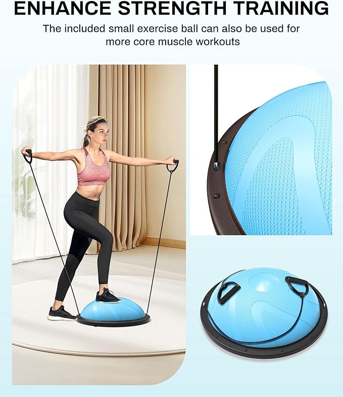 nonogo Half Balance Ball Trainer with Resistance Bands & Small Exercise Ball, Stability Ball for Core Strength, Full Body Workout, Yoga, Fitness, Physical Therapy