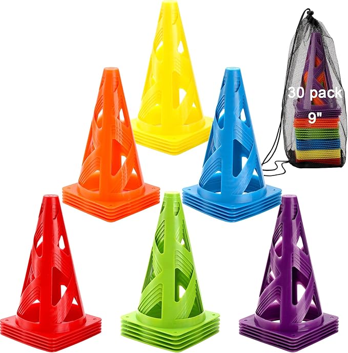 ZEAYEA 30 Pack Agility Training Sport Cone 9 Inches