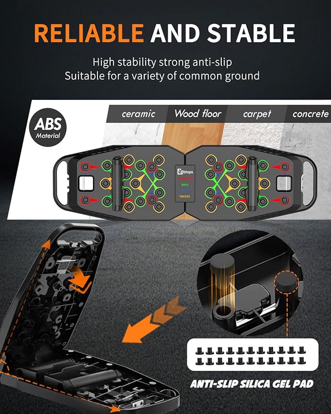 Push UP Board, Pilates Bar & 20 Fitness Accessories with Resistance Bands Ab Roller Wheel, 25 in 1 Foldable Push up Bar at Home Gym, Workout Exercise Equipment for Man and Women-Blackgray