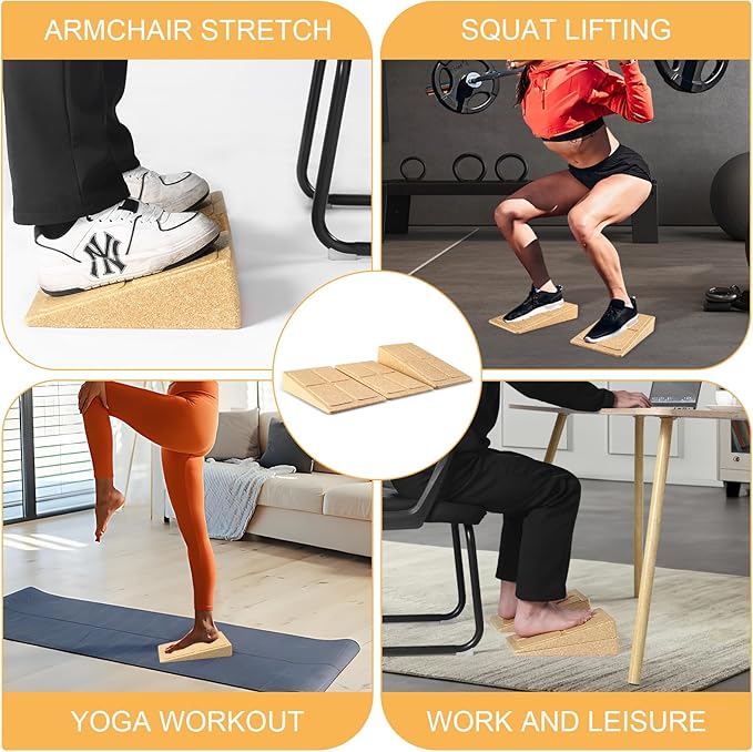 Slant Board Squat Wedge for Calf Stretching，3 Pcs 12" x 6.3" Foot Stretcher Balance Board for Plantar Fasciitis, Adjustable Foam Slant Board Wedge Great for Exercises