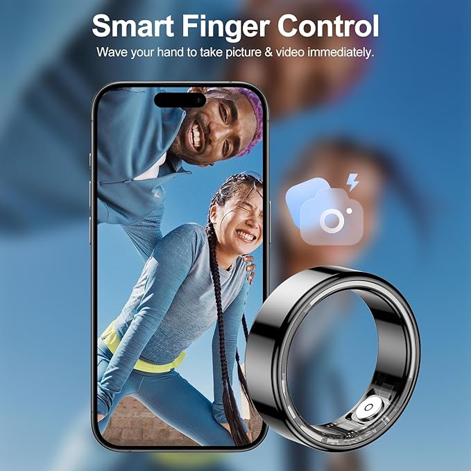 Temdan Smart Ring (Upgraded), Wearable Fitness Smart Ring Health Tracker, Sleep Quality & Heart Rate & Blood Oxygen Monitoring, IP68 Waterproof, No Subscription Fees, Smart Ring, Black, Size 9