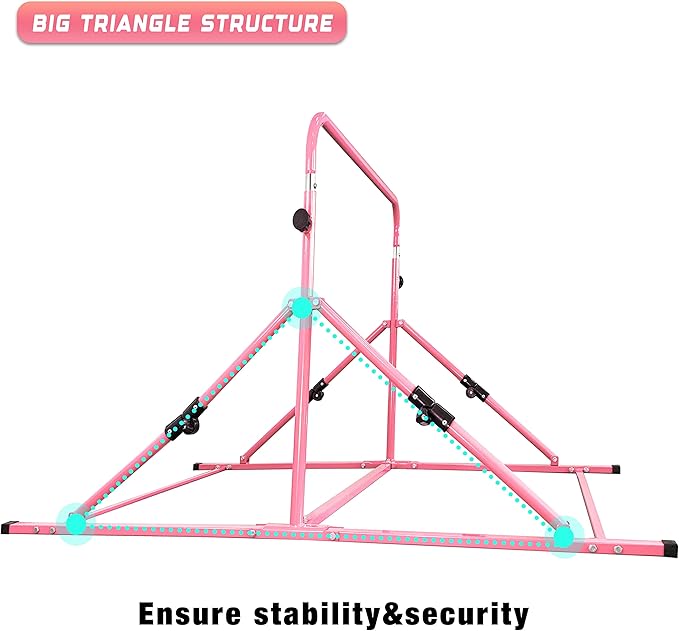 Upgrade Foldable Gymnastic Bar with Mat for Kids 3-12, 200 200 lbs