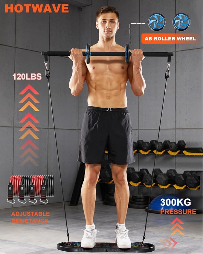 HOTWAVE Portable Exercise Equipment with 16 Gym Accessories.20 1 Push