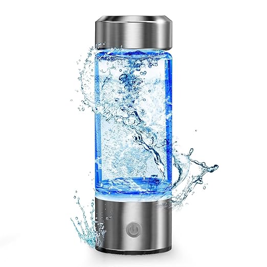 Hydrogen Water Bottle, Portable Hydrogen Water Ionizer Machine, Hydrogen Water Generator, Rechargeable Hydrogen Rich Water Glass Health Cup for Home Travel (Silver)