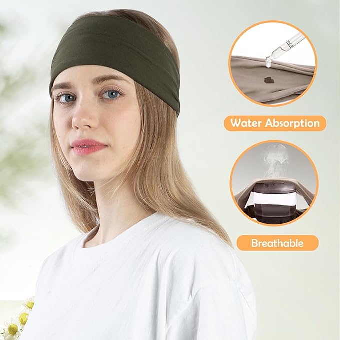 RITOPER Wide Headbands for Women Non Slip, Workout Yoga Running Womens Headband Boho Hair Bands for Women's Hair, Thick Sweat Head Bands Solid Head Wraps Bandana