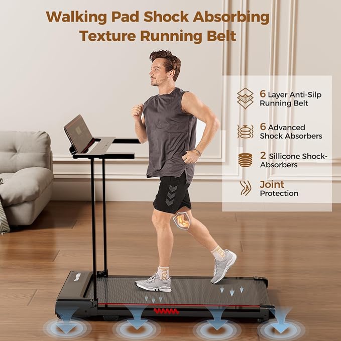 Portable Treadmill with Handle, 3.0HP Walking Pad Treadmill, Electric Compact Treadmills,Treadmills for Home Small Space with 12 Preset Programs, Walking Pad with Handle,300 LBS Capacity