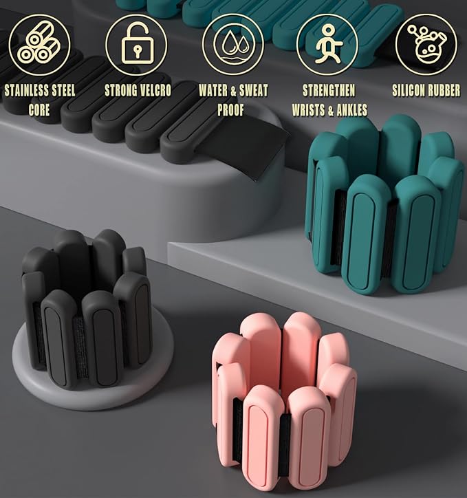 Wrist & Ankle Weights for Women，Premium Silicone Leg 2 lbs 2 (1Lb (1Lb Each)，Adjustable