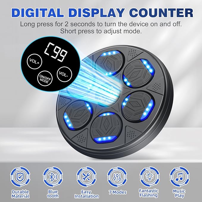 Smart Music Boxing Machine for Adults and Kids, Boxing Equipment with Boxing Gloves, Wall Mounted Electronic Punching Machine for Home Gym Workout Indoor