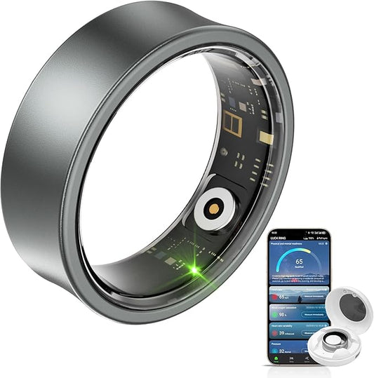 AI Smart Ring, Fitness Tracker with Heart Rate, Blood Pressure, Sleep Tracking, Step Tracking, 10ATM, Waterproof Smart Ring for iPhone and Android (Matte Gray, 11)