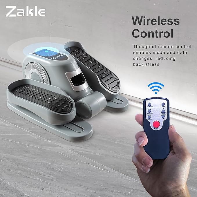 Zakle Ellipse Leg Exerciser as Seen on Tv for Seniors, Electric Under Desk Elliptical Machine w/Remote & 12 Speeds Level, Manual & Auto Mode, Quiet Seated Pedal Exerciser for Home Office