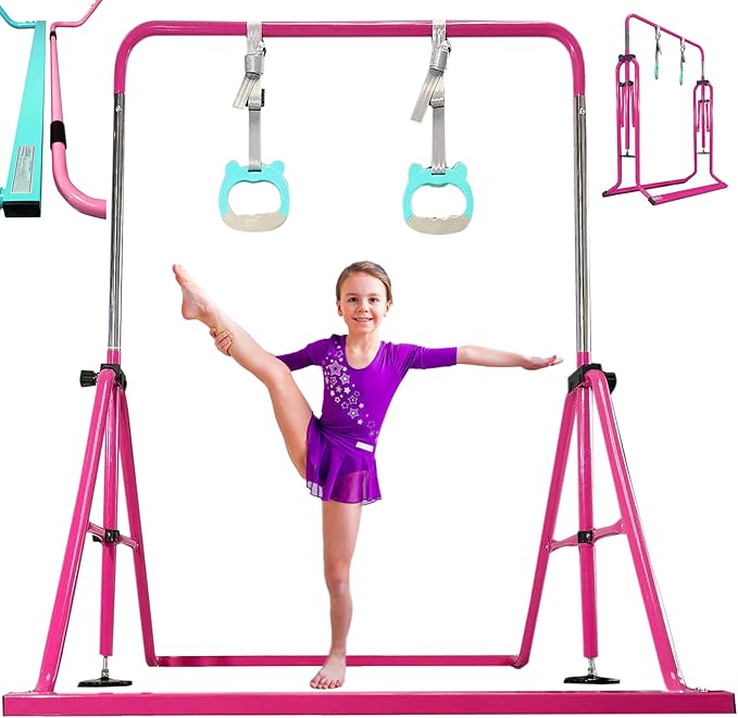 PreGymnastic Updated Folding Gymnastics Bar with Rings 3-10, Gymnastic