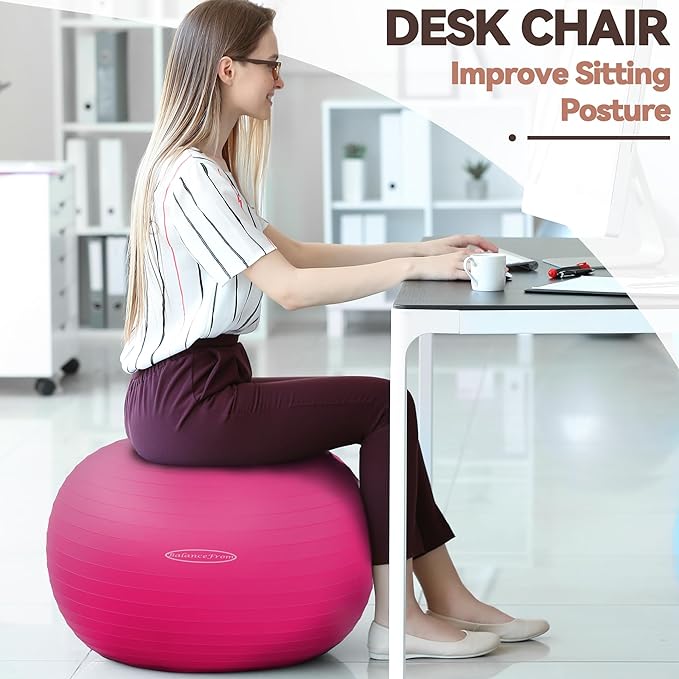 Anti-Burst and Slip Resistant Exercise Ball Yoga Ball 2,000-Pound Capacity,