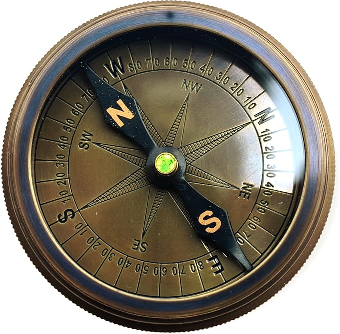 Directional Boy Scout Compass With Antique Leather Case