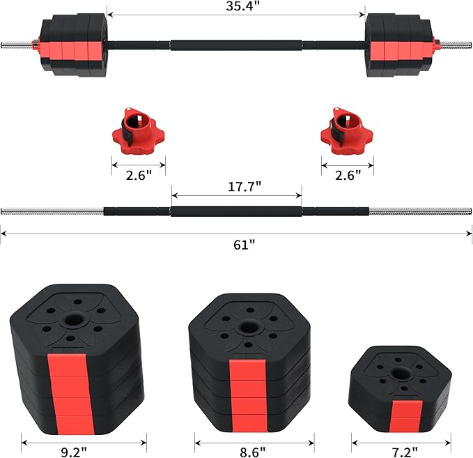 VIVITORY Barbell Weight Set 55/66/88 lb
