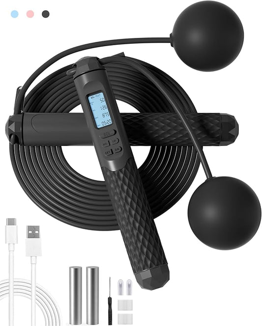 nonogo Cordless Jump Rope with Counter for Fitness - Adjustable Smart Skipping Rope For Men Women Kids Outdoor Speed Boxing Crossfit Workout Exercise Cardio