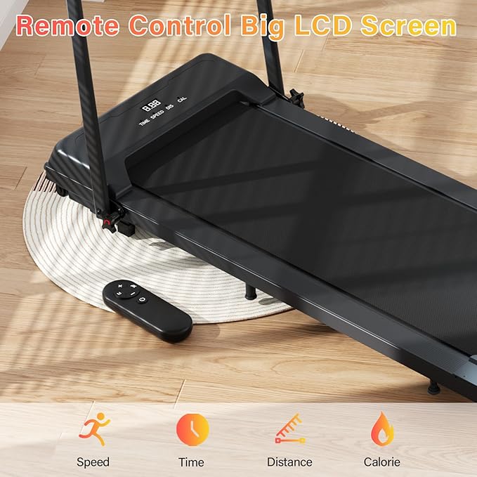 Treadmill with Incline, Walking Pad Foldable Treadmills for Home with 2.5HP, Speed 6.2-7.6MPH Walking Pad with Handle Bar, Remote Control and LED Display