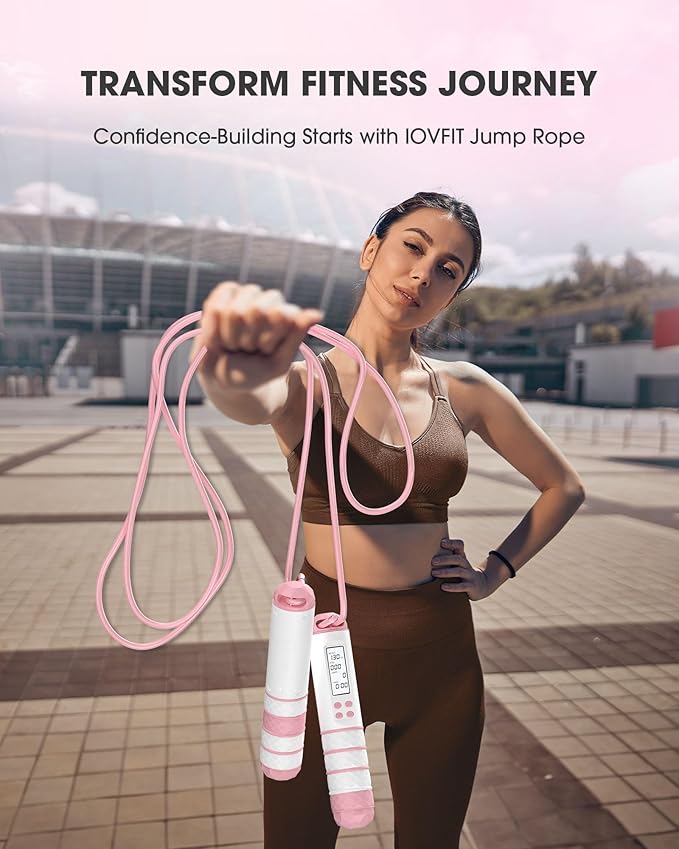 Cordless Weighted Jump Rope with Calorie Counter 9.85ft