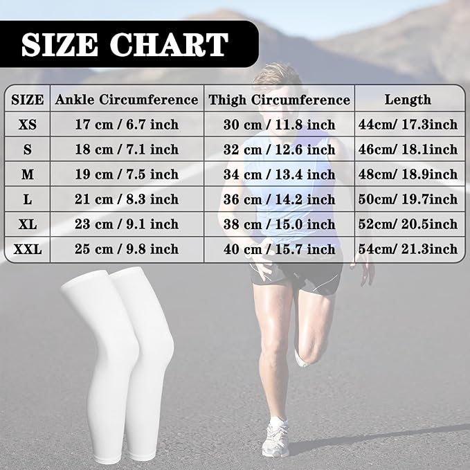 Skylety Compression Leg Sleeve Full Length Leg Sleeves Sports Cycling for Men Women, Running, Basketball