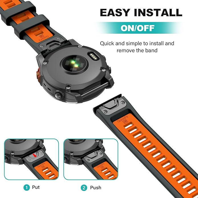 OVERSTEP Compatible with Fenix 7X Bands, 26mm Width Soft Silicone Replacement Strap for Fenix 7X Pro/Fenix 6X/ Fenix 5X/ Fenix 3 Smartwatch