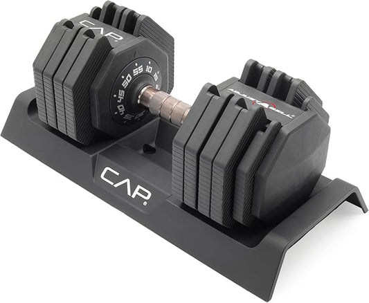 CAP Barbell ADJUSTABELL Adjustable 55 lb Hex Dumbbell Weights - Singles & Pairs | Multiple Handle Options