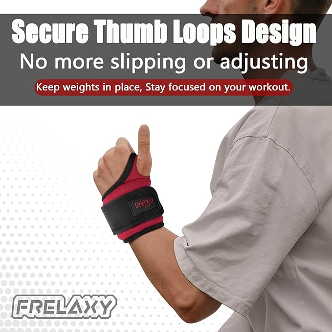 Frelaxy Wrist Weights with Thumb Loops Lock for Men Women 1lb*2 2lbs*2 3lbs*2 Ankle Weights Weighted Gloves for Running Strength Training Yoga Walking Exercises