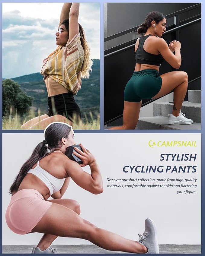 CAMPSNAIL Workout Biker Shorts Women - 3"/5"/8" High Waisted Tummy Control Spandex Booty Volleyball Shorts for Yoga Dance