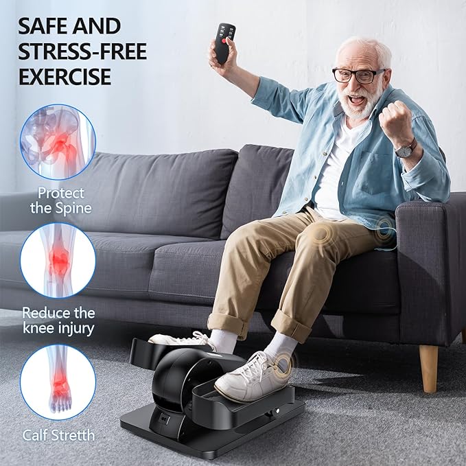 Elipse Leg Exerciser Electric as Seen on TV Under Desk Elliptical with 12 Adjustable Speed Quiet & Portable Peddler Exerciser for Seniors with Remote Control Leg Exerciser While Sitting for Seniors