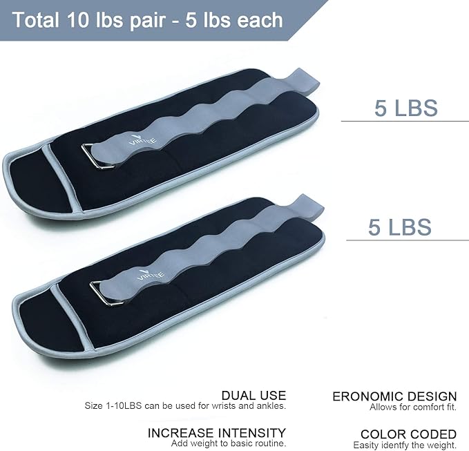 Ankle/Wrist Weights for Women, Men, Kids - Arm Leg Weights Set with Adjustable Strap - Running, Jogging, Gymnastic, Physical Therapy, Fitness - Choice of 1 lb 2 lbs 3 lbs 4 lbs 6 lbs 8 lbs 10 lbs