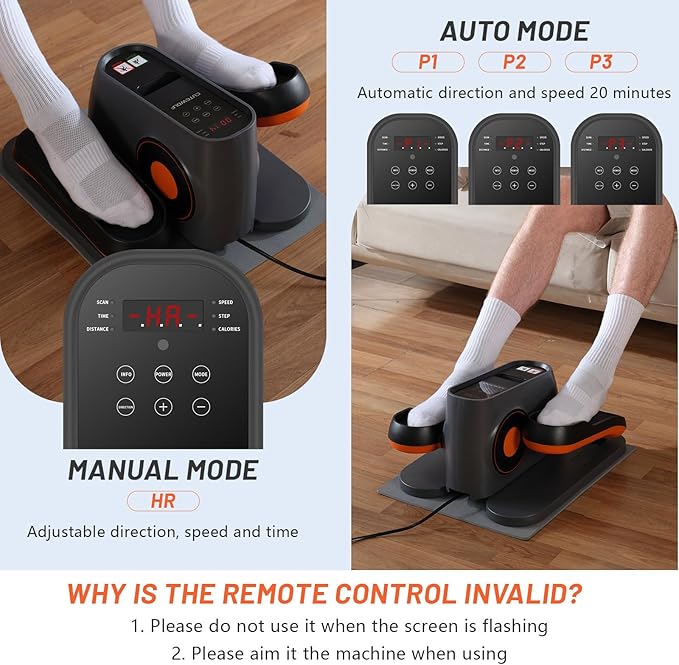 Under Desk Elliptical Machine Electric, Ellipse Leg Exerciser Equipment for Seniors at Home Fully Assembled, Portable & Quiet Pedal Exerciser with LCD Display Monitor