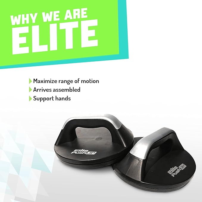 Elite Sportz Push Up Bars - You Will Feel Less Wrist Pain Than When Doing Normal Pushups. Very Sturdy and Won’t Slide Around