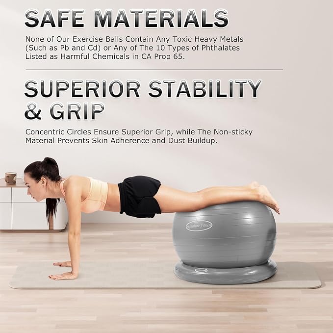 Anti-Burst and Slip Resistant Exercise Ball Yoga Ball 2,000-Pound Capacity,