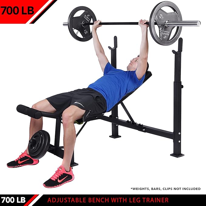 JFIT Olympic Weight Bench with Leg Developer Attachment