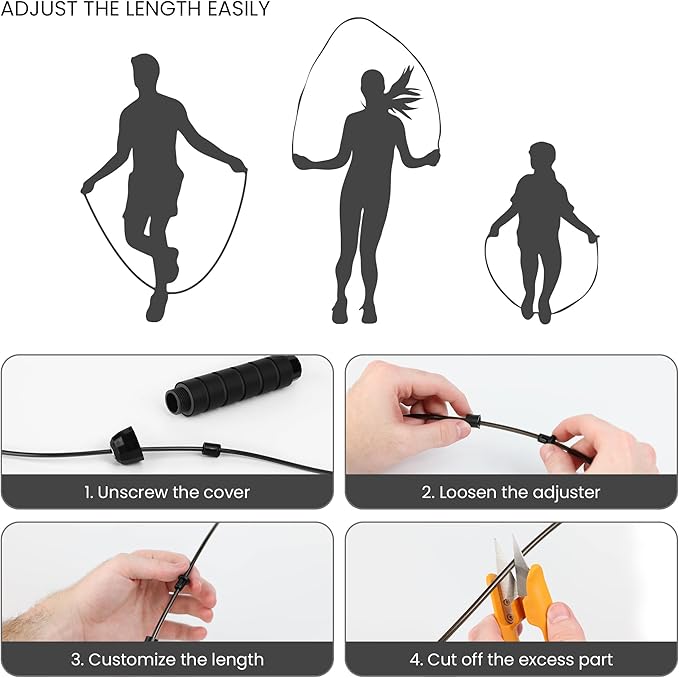 Adjustable Jump Rope for Workout - All-Purpose Exercise Jump Rope Kids & Adults Love with Tangle-Free, Comfortable Foam Handles - Best Slimming, Cardio & Endurance Training