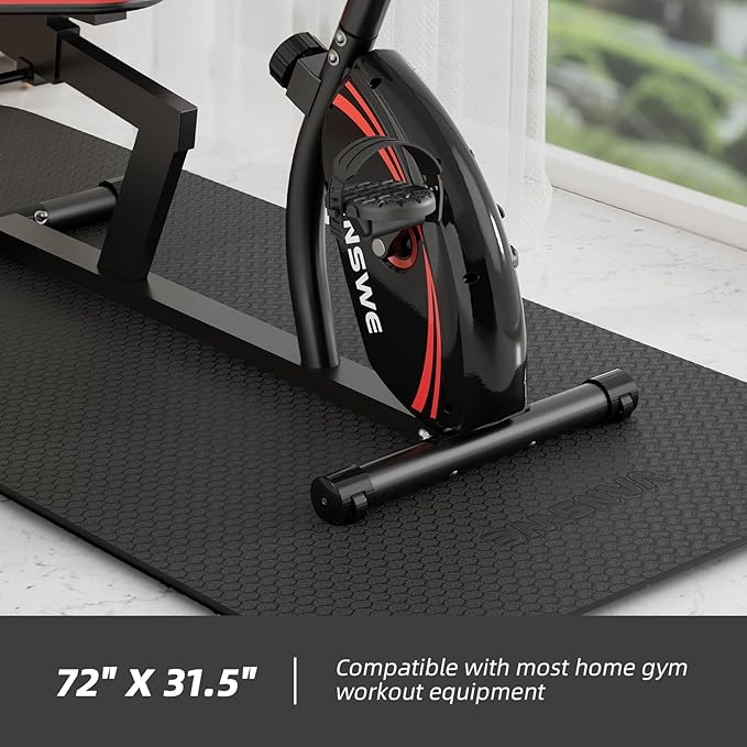 VANSWE Exercise Equipment Mat and Floor Protector for Treadmills, Exercise Bikes Home Gym Equipment 72”(L) × 31.5”(W) × 6mm Thick