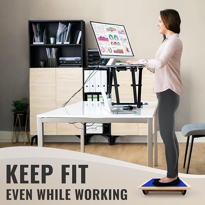 Professional Balance Board for Adults - Anti-Slip 350LBS Wobble Board for Physical Therapy, Standing Desk, Core Strength - Wooden Rocker Board