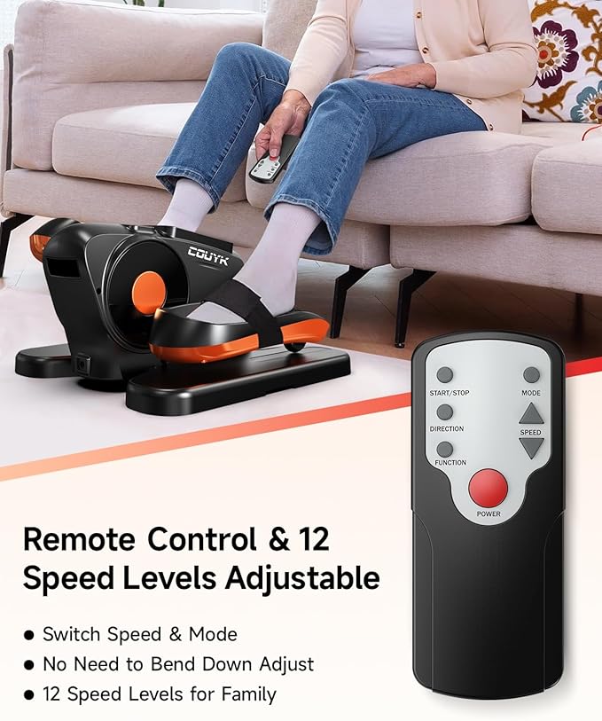Under Desk Elliptical Machine,Electric Ellipse Leg Exerciser for Seniors Adults,Quite Portable with Display Monitor,Non-Slip Foot Straps and Remote Control and 12 Adjustable Speeds