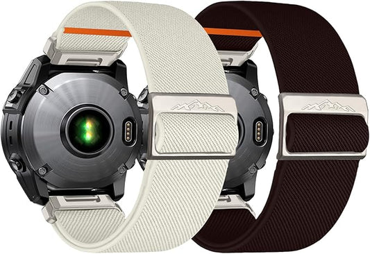 26mm Nylon Stretchy Band for Garmin Fenix 6x/5x/7x Band, Soft Adjustable Smartwatch Bands for Garmin Fenix 5X Plus, Fenix 6X Pro,Fenix 3,Fenix 3 HR, Descent MK1/Mk2/ Mk2S,Enduro/Enduro 2