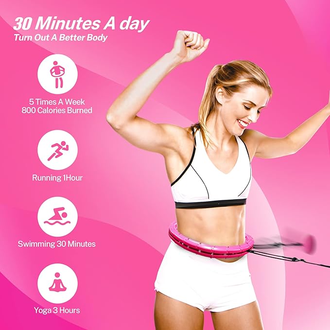 Brebon Weighted Hoola Exercise Fit Hoops Plus Size 2 in 1 Weight 24 Detachable