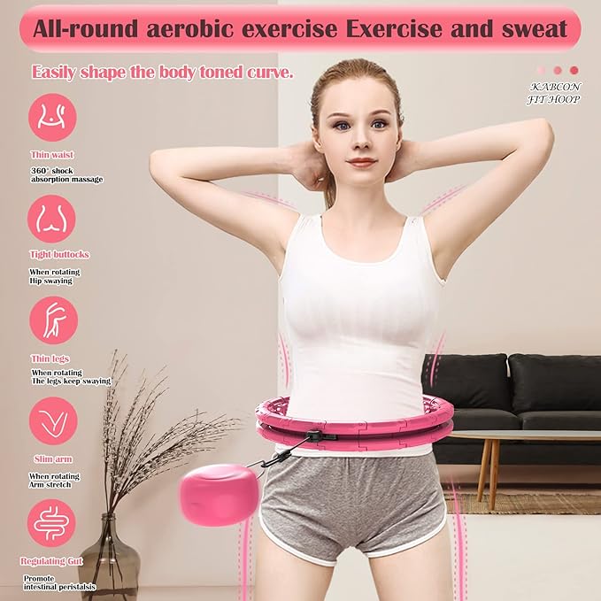 KABCON Infinity Weighted Exercise Hoop Plus Size Loss,65/62/60 Inch 2 in 1,with Weight